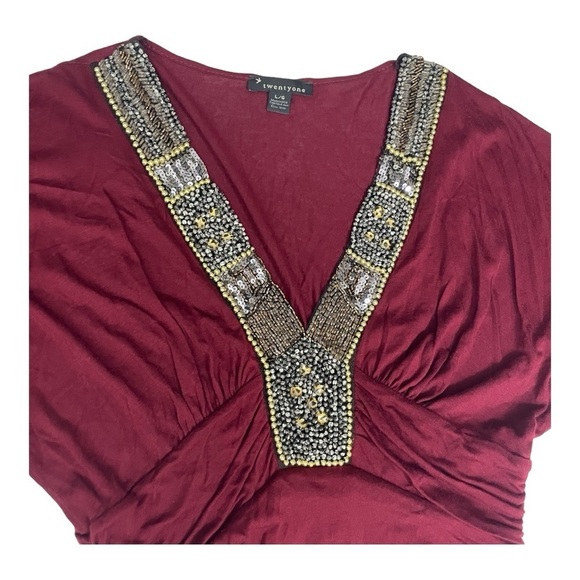 Twenty One Maroon heavy beaded 
Sequin Medallion Party Dress
Y2k Size LG - Picture 7 of 12